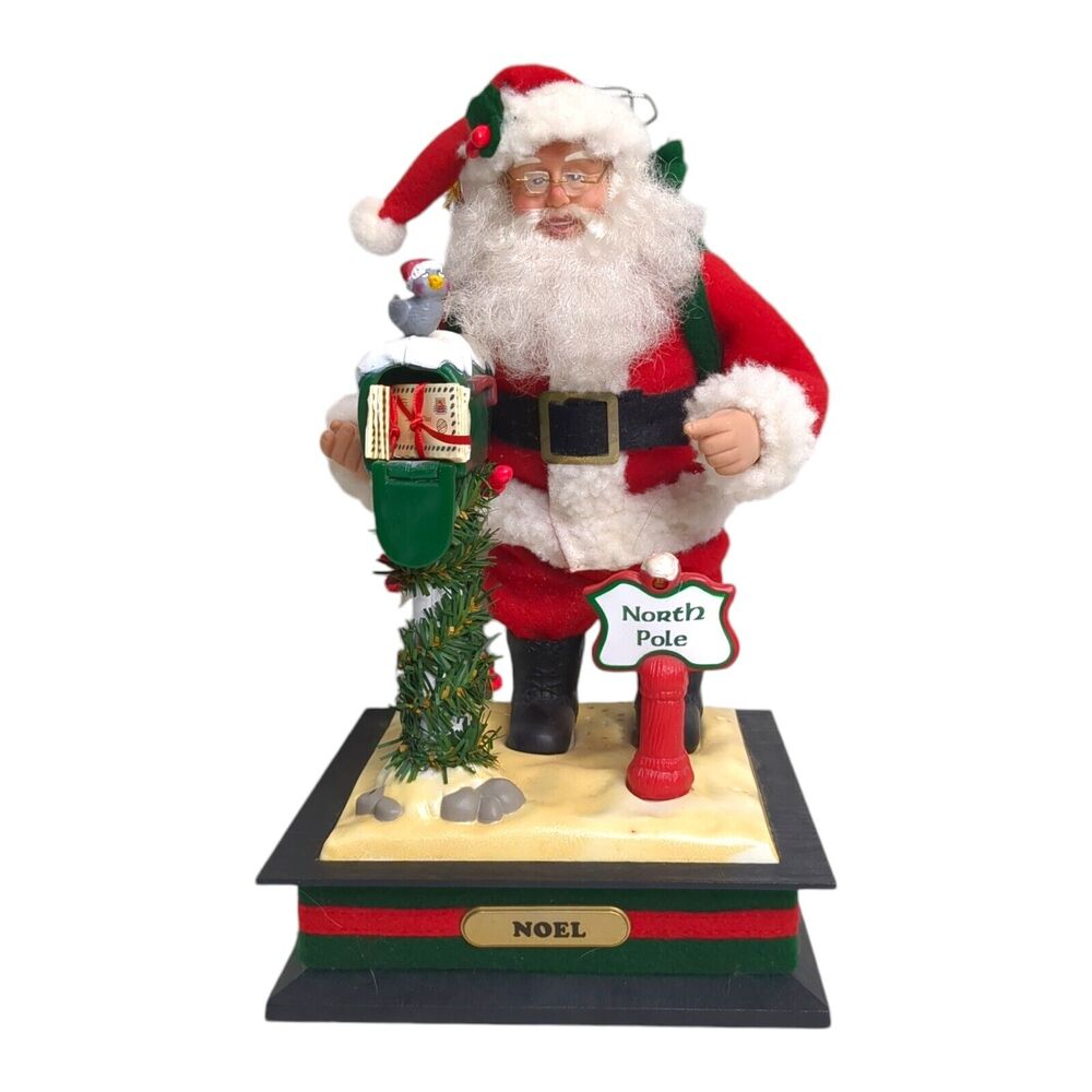 Holiday Creations Musical Santa w/ Light Checking His Mailbox 1993 with TAG READ